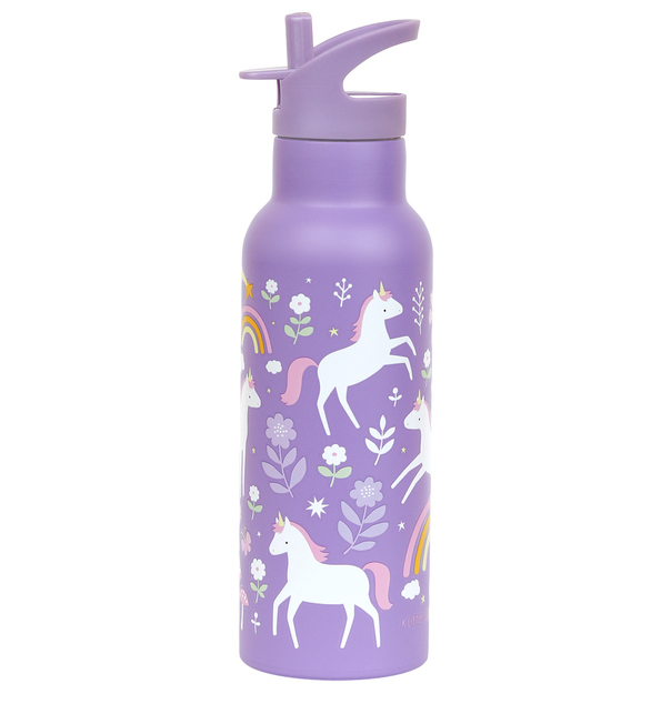 A Little Lovely Company - Edelstahl-Trinkflasche, 500 ml - Einhörner und Regenbogen