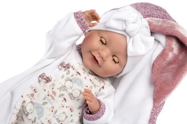 Llorens 74040 NEW BORN - žmurkacia bábika so zvukmi a mäkkým látkovým telom