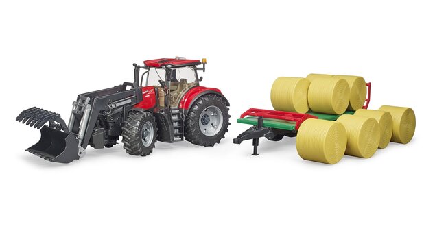 Bruder 03198 CASE IH Optum s prepravníkom na balíky