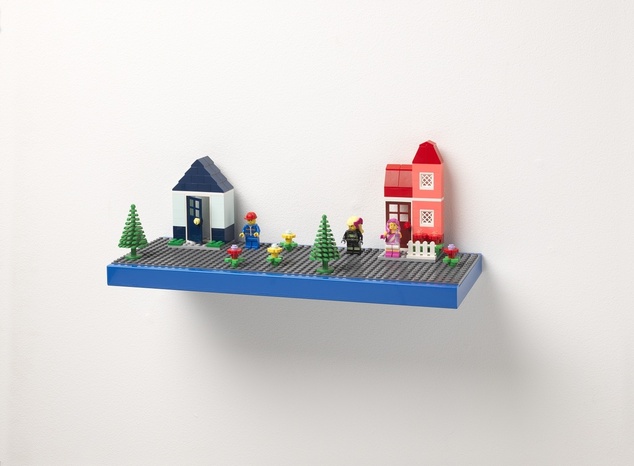 LEGO Polička na vystavenie stavebníc - modrá