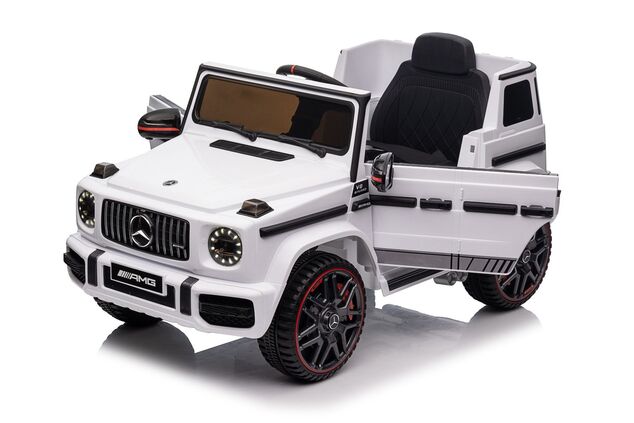 Elektrické autíčko Mercedes G, biele, Jednomiestne sedadlo, 12V batéria, 2,4 GHz DO, 2X MO
