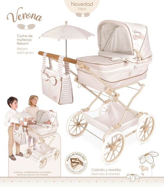 Carucior pliabil DeCuevas 82078 pentru papusi REBORN cu umbrela si accesorii Verona 2024