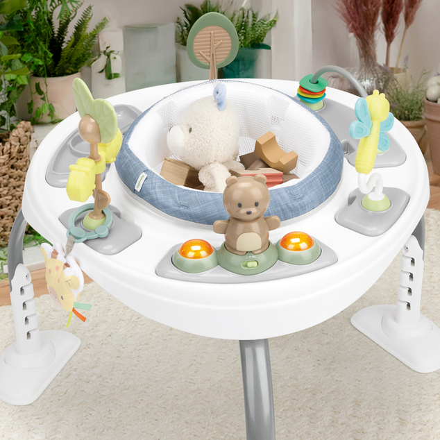 INGENUITY Jouet actif sauteur avec table 2-en-1 Bounce to Bloom™ Chambray
