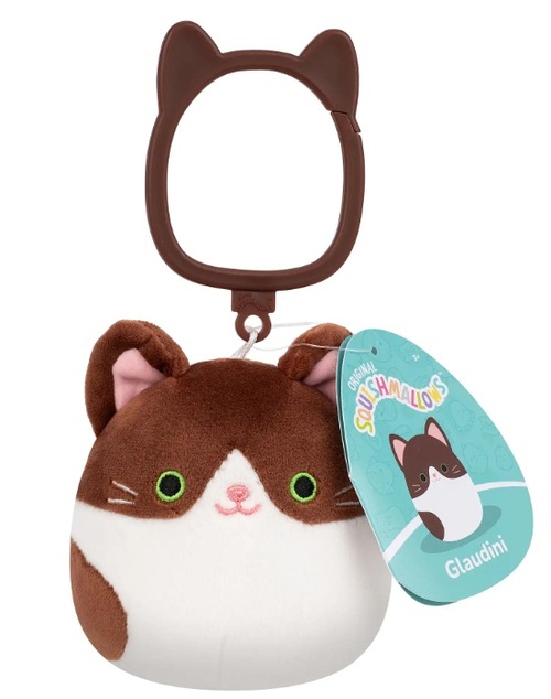 Squishmallows Kľúčenka Glaudini - Dark Brown Tuxedo Cat 9 cm
