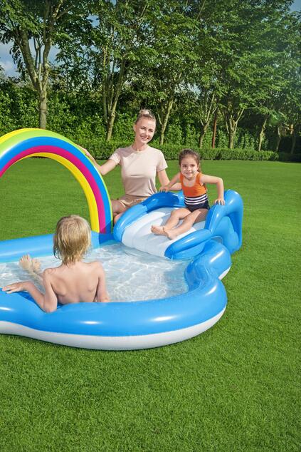 Bestway Aufblasbares Spielcenter Rainbow Day, 91×145×257 cm