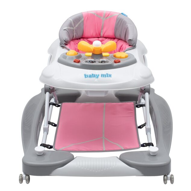 Detské chodítko s hojdačkou a silikónovými kolieskami Baby Mix ružové