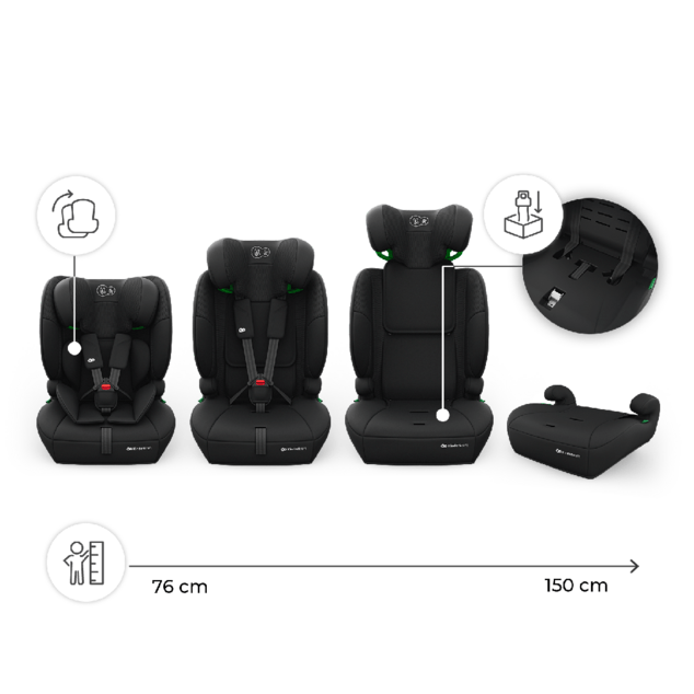 KINDERKRAFT Autosedačka Comfort Up 2 Plus i-Size (76-150 cm) Black