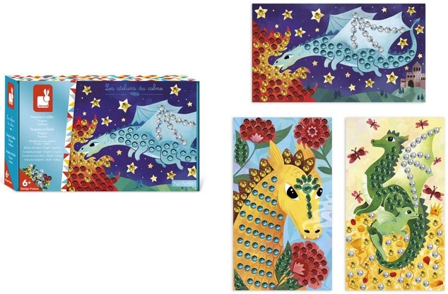 Janod Atelier Deco Bilder mit Pailletten Drachen ab 6 Jahren