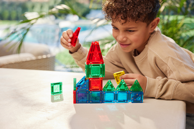 Cleverclixx Magnetická stavebnice Mini Tiles Pack Intense – 28 ks
