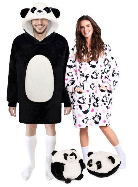 Cozy Noxxiez CH367 Panda - hrejivá televízna mikinová deka s kapucňou pre teenagerov a dos
