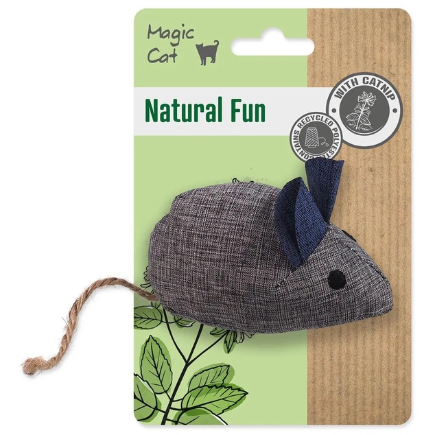 Hračka MC Natural Fun myš s kocúrnikom šedá 8cm