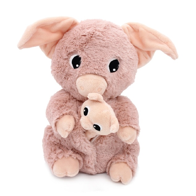 PTIPOTOS Plüschschwein Barbekiou rosa - Mama mit Baby
