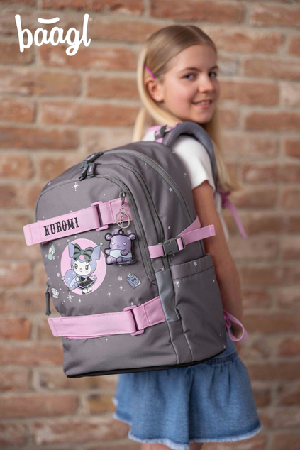 BAAGL SET 5 Skate Kuromi Grey: Rucksack, Federmäppchen, Sporttasche, Gürteltasche, Notebookhülle