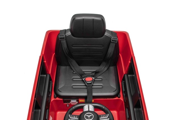 Auto elettrica Mercedes G580 12V, rosso, telecomando 2,4 GHz, Bluetooth, USB