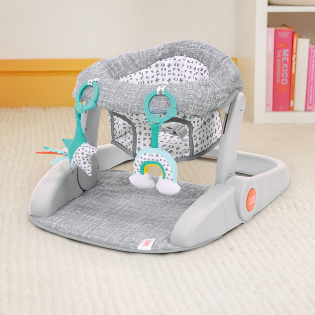 BRIGHT STARTS Siège d'apprentissage avec jouets prêt pour le voyage Learn-to-Sit™ Gris, 4m+