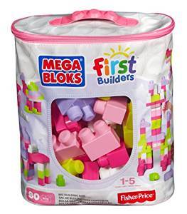 Mattel Mega bloks veľké vrece kociek - ružové (80)