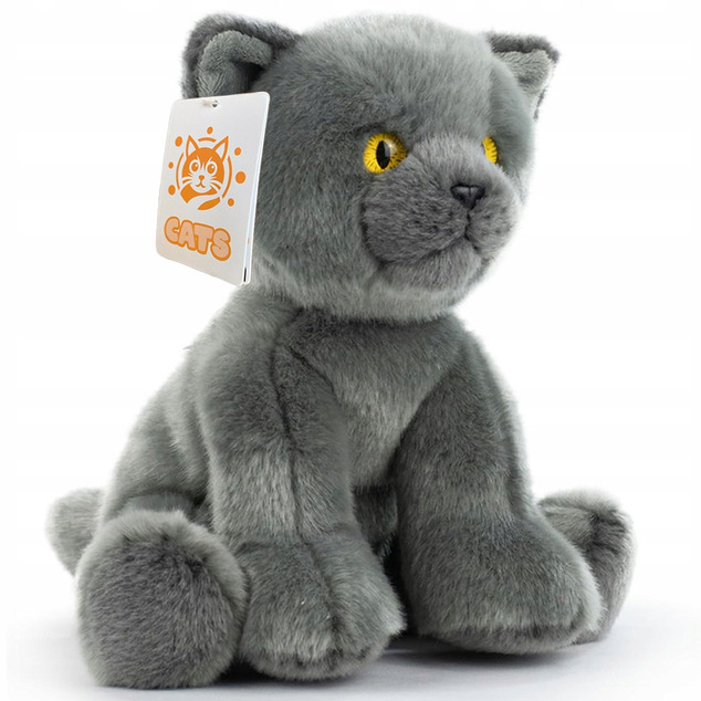 CATS Pisica albastră de Rusia jucărie de pluș realistă 28cm