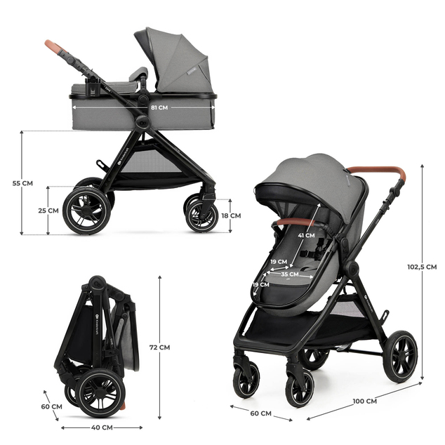 KINDERKRAFT Kočík kombinovaný 3v1 Esme Pro Moonlight Grey