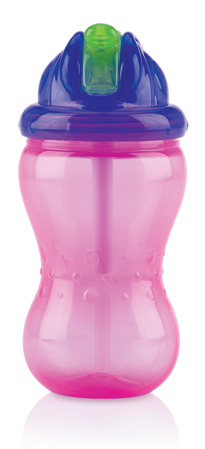 Nicht fließender Becher mit weichem, faltbarem Strohhalm und einstellbarem Durchfluss 360ml, 12m +
