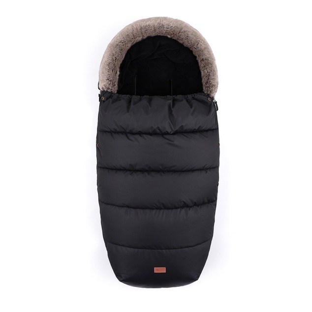 PETITE&amp;MARS Set zimný fusak Comfy 4v1 + rukavice na kočík Furry Forever Black
