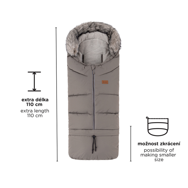 PETITE&amp;MARS Ensemble de sac d'hiver Arctic 4 en 1 + gants pour poussette Furry Rich Brown
