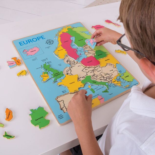 Bigjigs Toys Drevené puzzle mapa Európy 25 dielikov