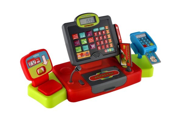 Pokladňa veľká digitálny plast na batérie so zvukom a svetlom v krabici