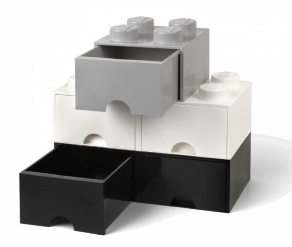LEGO® úložný box 4 - so zásuvkou biela 250 x 250 x 180 mm