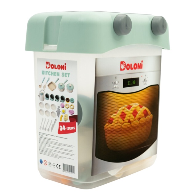 DOLONI detská kuchynka set tyrkysová - 34ks príslušenstvo 28cm x 19,5cm x 31,5cm