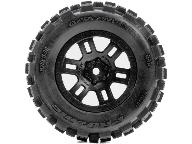 Pro-Line ruota 1:16, pneumatico Badlands, cerchio nero H12mm (2): Arrma Mini Kraton