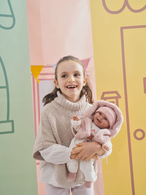 Llorens 63814 NEW BORN - muñeca bebé realista con sonidos y cuerpo de tela suave