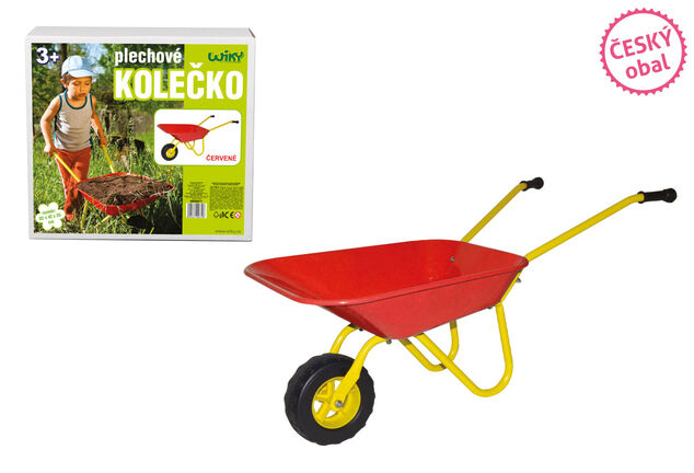 Plechové kolečko - červené 82x42x35 cm