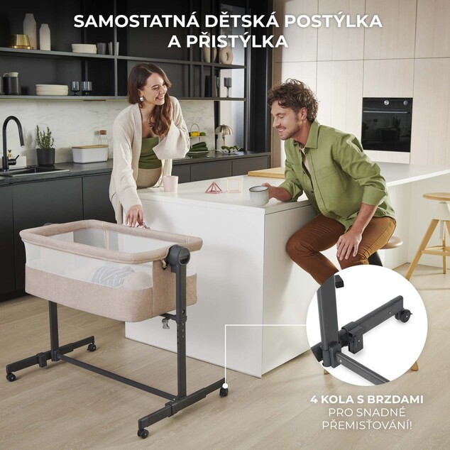 KINDERKRAFT Postieľka detská polohovateľná Nestee Up2 Full Light Grey