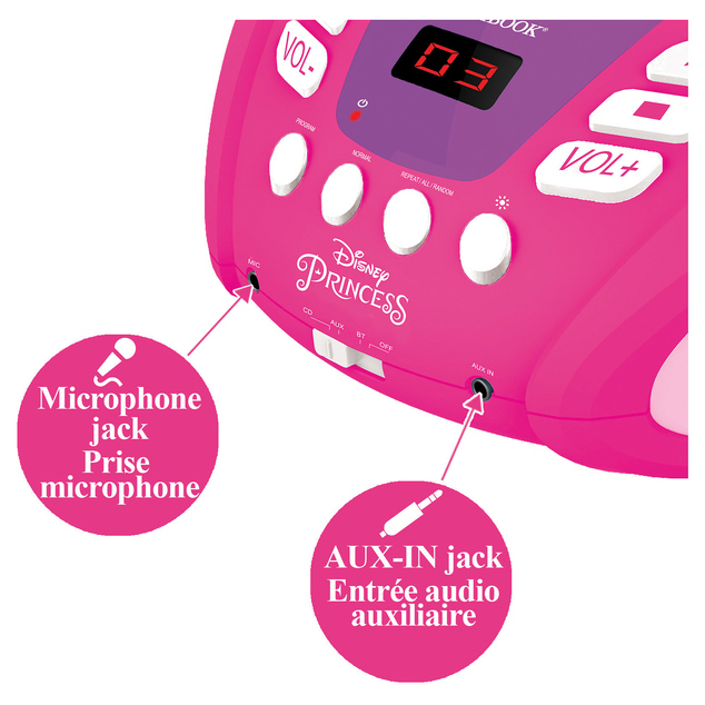 Lexibook Leuchtender Bluetooth CD-Player Disney Prinzessinnen
