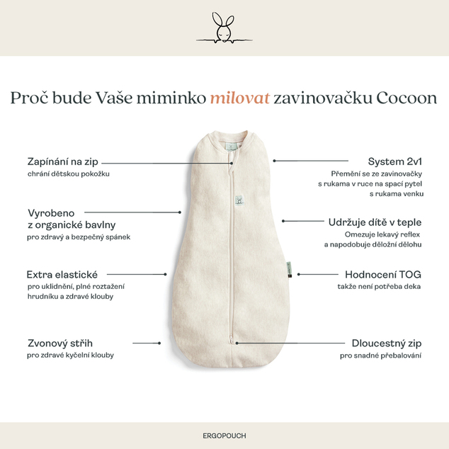 ERGOPOUCH Pucktuch und Schlafsack 2in1 Cocoon Melody 6-12m, 8-10kg, 2,5tog