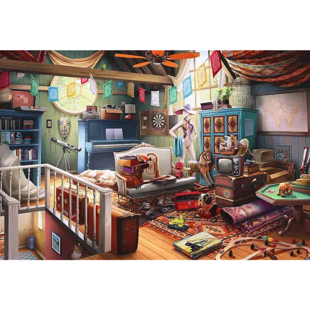 Trefl Drevené puzzle 501 - Poklady v podkroví