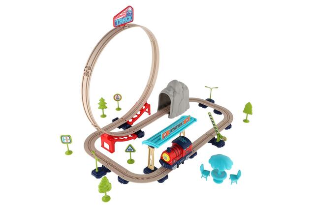 Treno con binari 60 pezzi a batteria 30x21x6cm