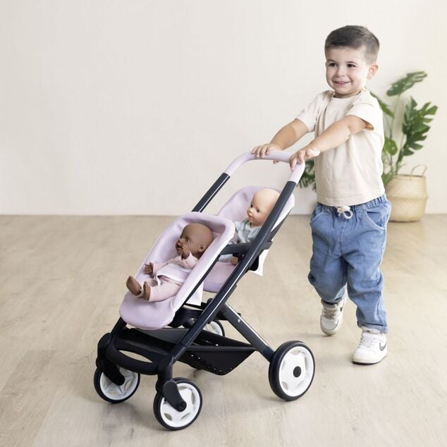 Smoby Maxi Cosi Športový kočík pre bábiky dvojčatá svetlo ružový