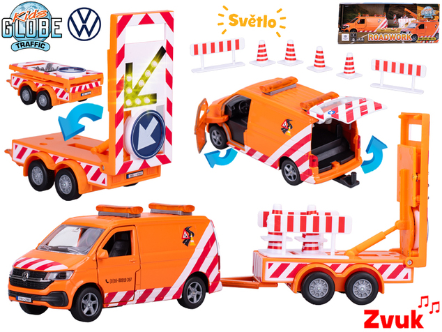 Kids Globe Traffic Volkswagen Transporter 27cm kov spätný chod so svetlom a zvukom