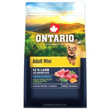 Krmivo Ontario Adult Mini Lamb &amp; Brown Rice 0,75kg