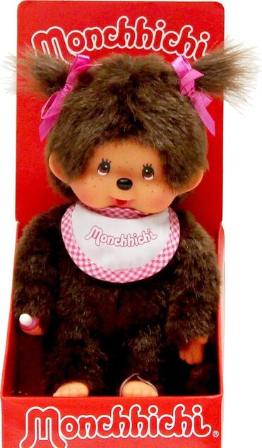 Monchhichi Mončiči Mädchen mit zwei Zöpfen 45cm