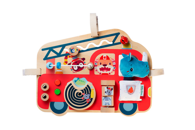 Lilliputiens - drevený panel s aktivitami - hasičské auto