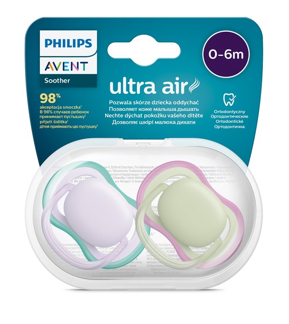 Philips AVENT Ciuccio Ultra air neutro 0-6m bambina viola 2 pz