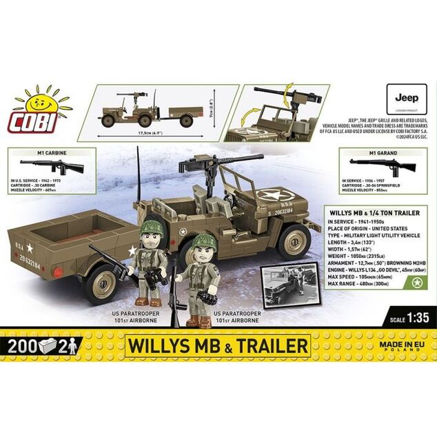 Cobi II WW Willys MB s prívesom, 1:35, 200 k, 2 f
