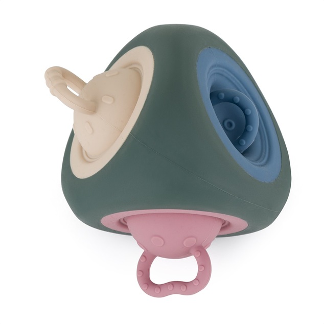PETITE&amp;MARS Hračka silikónová Pop Up Triangle Misty Green 10m+