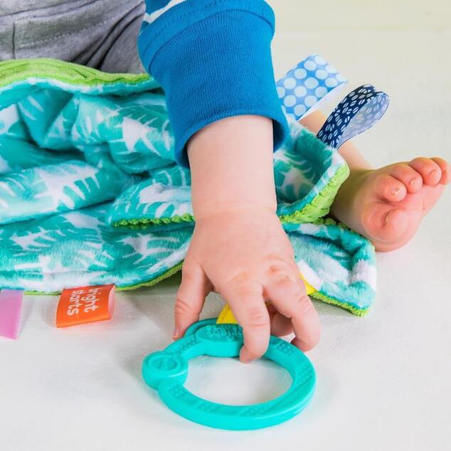 BRIGHT STARTS Schmusetuch am C-Ring Little Taggies Palmen 0m+