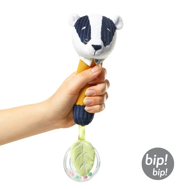 BABYONO Jouet couineur avec hochet blaireau Edmund, 3m+