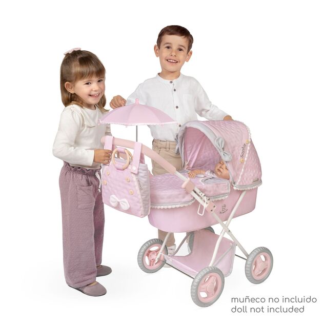 DeCuevas 85075 Faltbarer Puppenwagen mit Sonnenschirm und Tasche Sophie 2025 - 60 cm