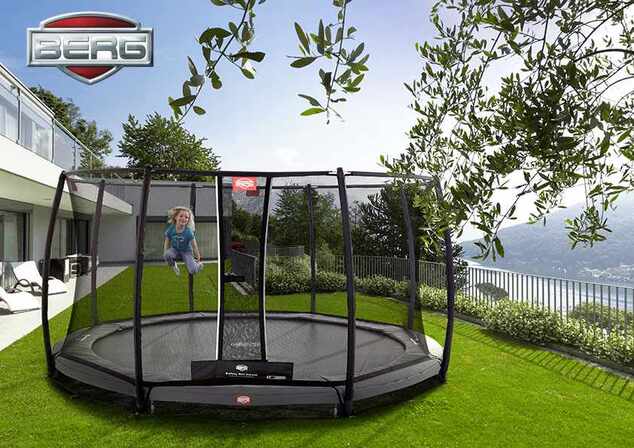 BERG Elite+ InGround 430 Grey + ochranná sieť Deluxe DLX XL