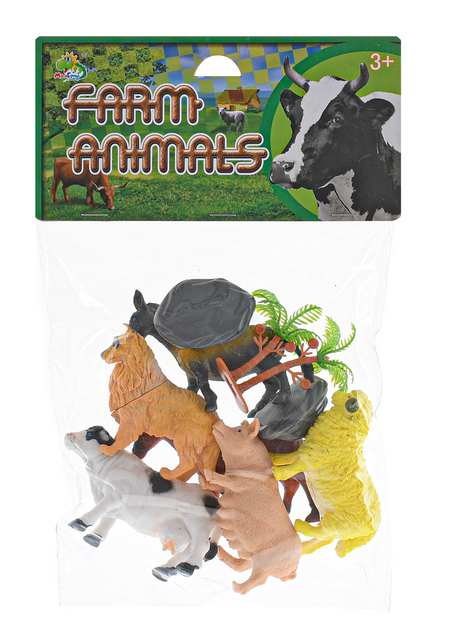 Zvieratká farma 8-10cm 6ks s doplnkami v sáčku